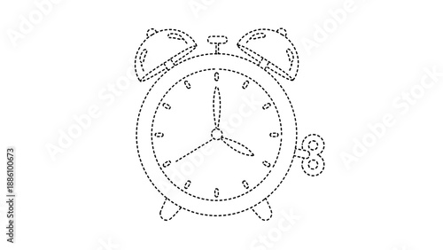 Black and white illustration of an alarm clock