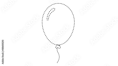 A black and white illustration of a balloon tied with a knot