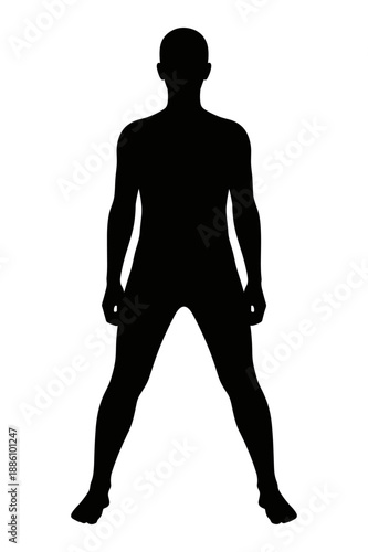 Silhouette of person standing with legs apart