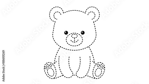 Cute teddy bear made of dots on smiling sweetly
