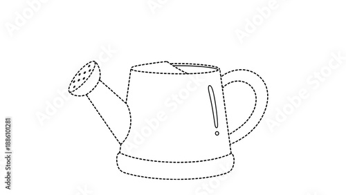 A simple line drawing of a watering can on for gardening or decoration purposes
