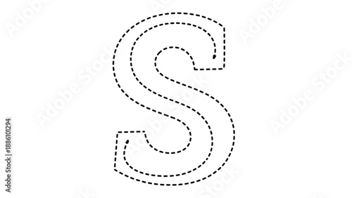 Dotted letter s outline on for coloring book pages