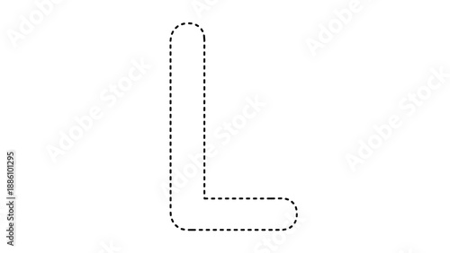 Dotted line letter l shape icon on for design
