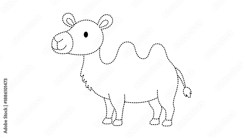 Fototapeta premium A cute line drawing of a smiling camel standing alone