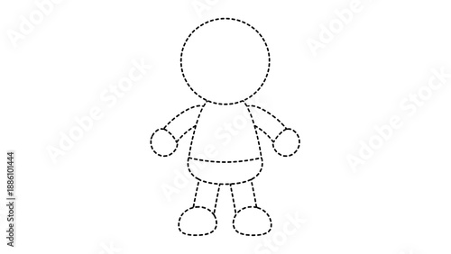 A simple stick figure drawing of a person standing with arms out