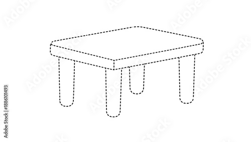 A black and white line drawing of a simple table with four legs