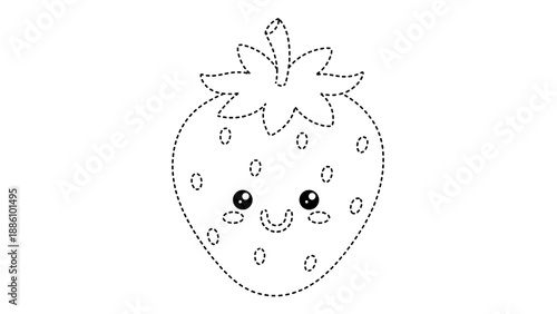 A cute cartoon strawberry with a smiley face