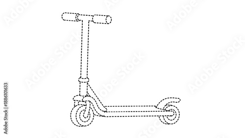 A line drawing of a scooter with two wheels and a handlebar
