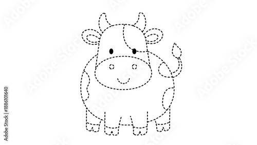 A cute cartoon cow with a smiley face