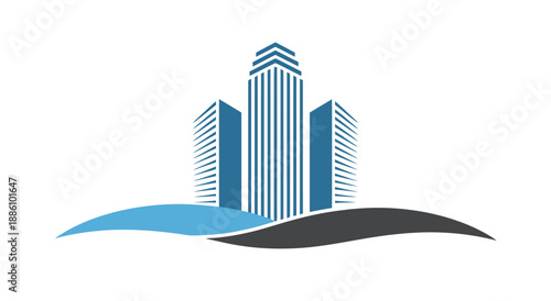 Modern Cityscape with Blue Buildings