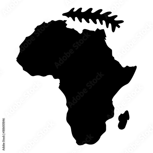 Africa continent map silhouette with decorative grain element