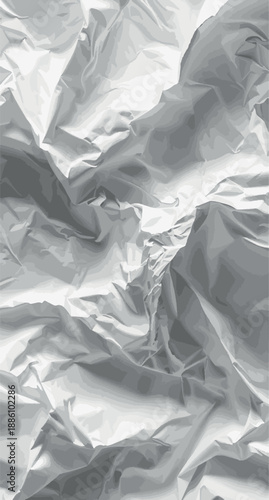 Ai Crumpled Silver Foil Texture: Realistic Metallic Paper Background with Shiny Reflections and Deep Shadows