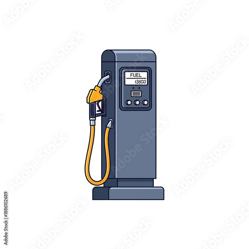 Fuel pump with nozzle and digital display isolated on white background