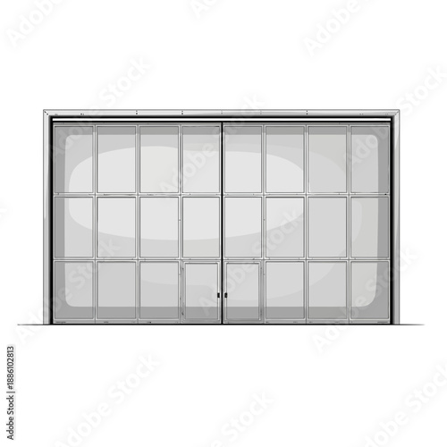 Modern Industrial Garage Door with Glass Panels