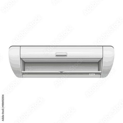Modern white air conditioner unit, clean design, isolated on white background