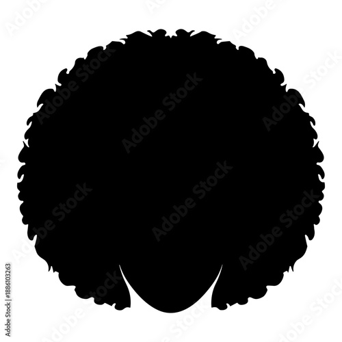 Vector silhouette of large round curly afro hairstyle