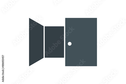 Open dark doorway symbolizes opportunity, new beginning, or future path.