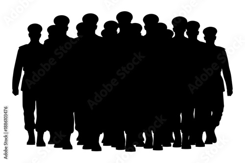 Large group of people silhouette standing together forming a dense crowd