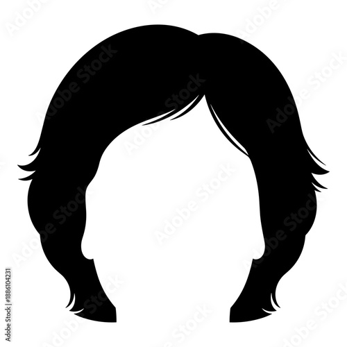 Silhouette of short hairstyle for women, modern bob cut, isolated on white background