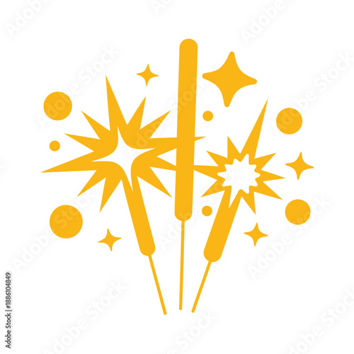 Sparkler icons burst with golden light for festive celebration moments.