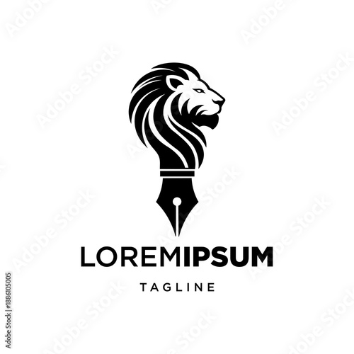 elegant lion head pen education and creative authority brand