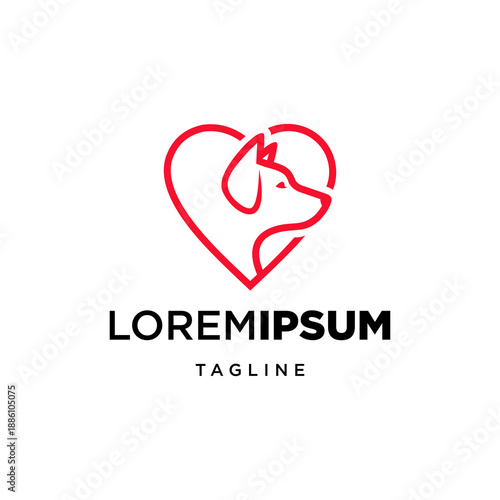 heart shape dog love pet care and animal protection identity