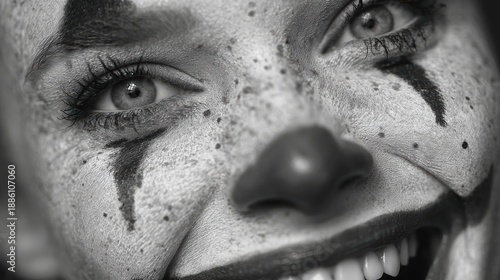 Wallpaper Mural Close-Up of Joyful Clown Face with Dramatic Makeup and Expression Torontodigital.ca