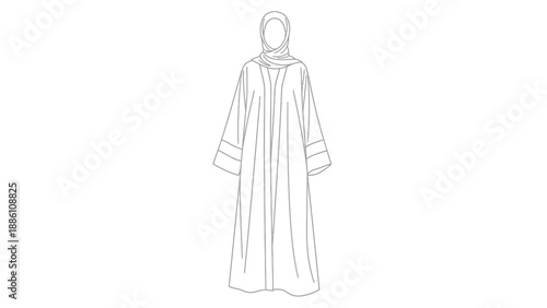 Simple Line Drawing of Long Robe Illustration.