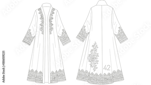Traditional Long Robe Illustration Front and Back.