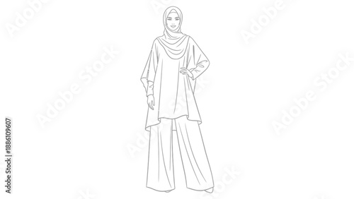 Woman Wearing Hijab and Loose Fitting Clothing.