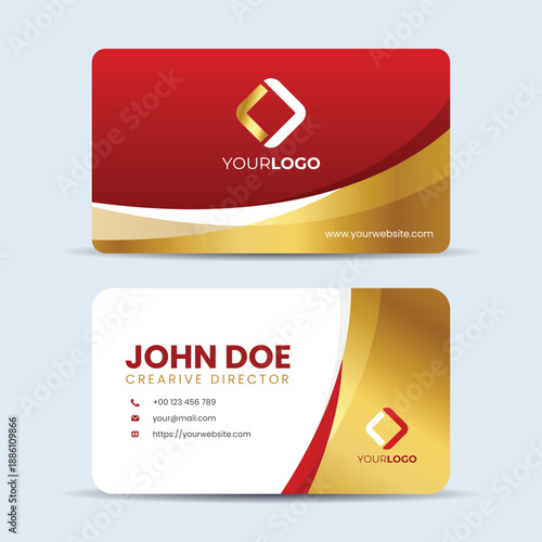 Modern business card design template with red and gold color that offers a professional, memorable first impression for entrepreneurs and companies seeking a stylish edge today