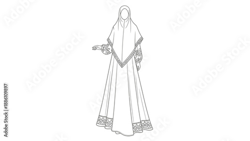Woman Wearing Traditional Islamic Clothing Veil 1.