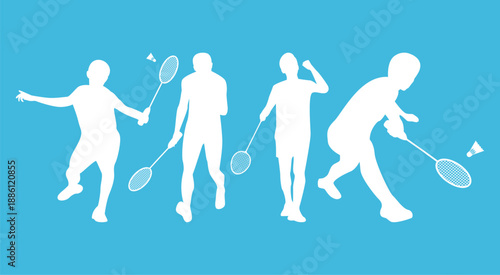 Badminton sport white blue vector 