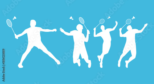 Badminton sport white blue vector 