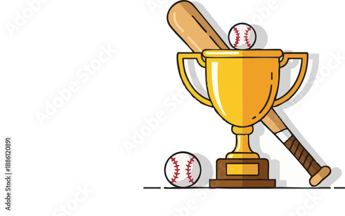 Baseball trophy and bat icon