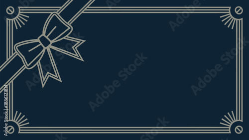 Elegant art deco border with bow Vector, illustration