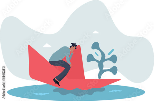 A sinking ship as a symbol of anxiety and failure.