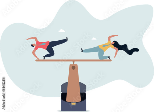 Gender equality, treat female and male equally, diversity or balance,life and employment of people.