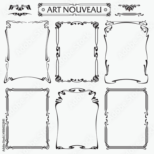 Decorative borders and frames Art Nouveau style