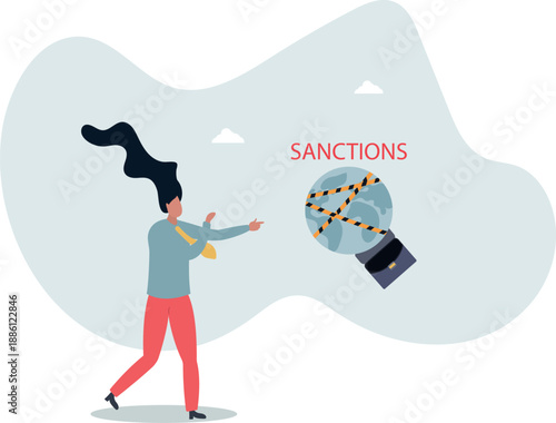 World economic sanctions, force country to obey international law by limit or stop trading concept.life and employment of people.