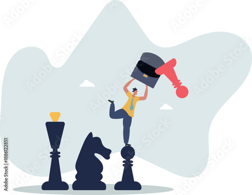 Man and chess piece concept of business and different roles.