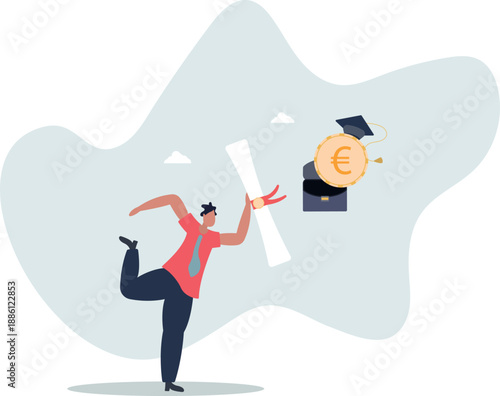 Tuition fees in euros. Concept of science and knowledge.