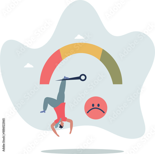 A businessman in a bad mood and a scale indicating this.