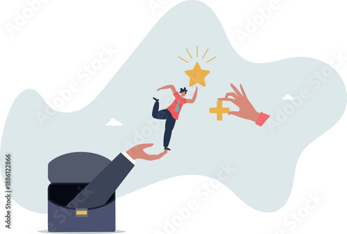 Value added, increase value or price of product to make profit, additional advantage or development for more benefit concept.life and employment of people.