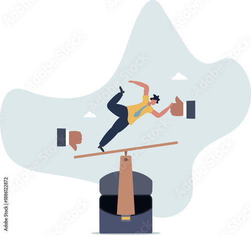 A businessman strives for good reviews. Feedback concept.