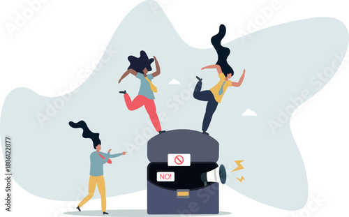 Women protest and fight for equal rights.life and employment of people.