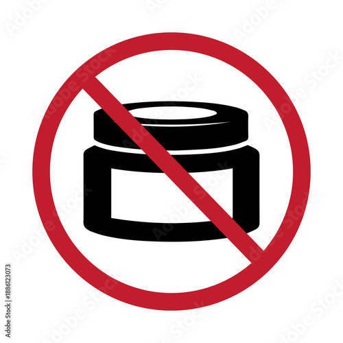 No Pomade Container Allowed Black Silhouette Prohibition Icon.