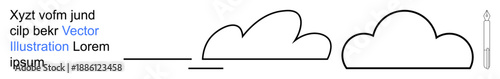 Design, creativity, education, writing, drawing, minimalism. Abstract cloud outline connected to a line with a pen illustration on the side. Creativity and design concept