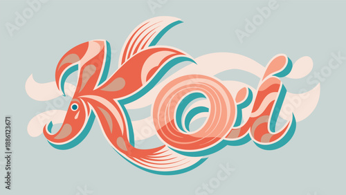 a-serene-vector-illustration-of-the-word--koi--in-.eps