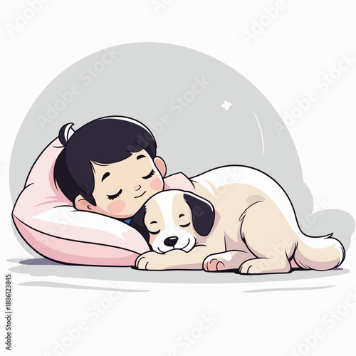 A child peacefully sleeping with their adorable dog companion.